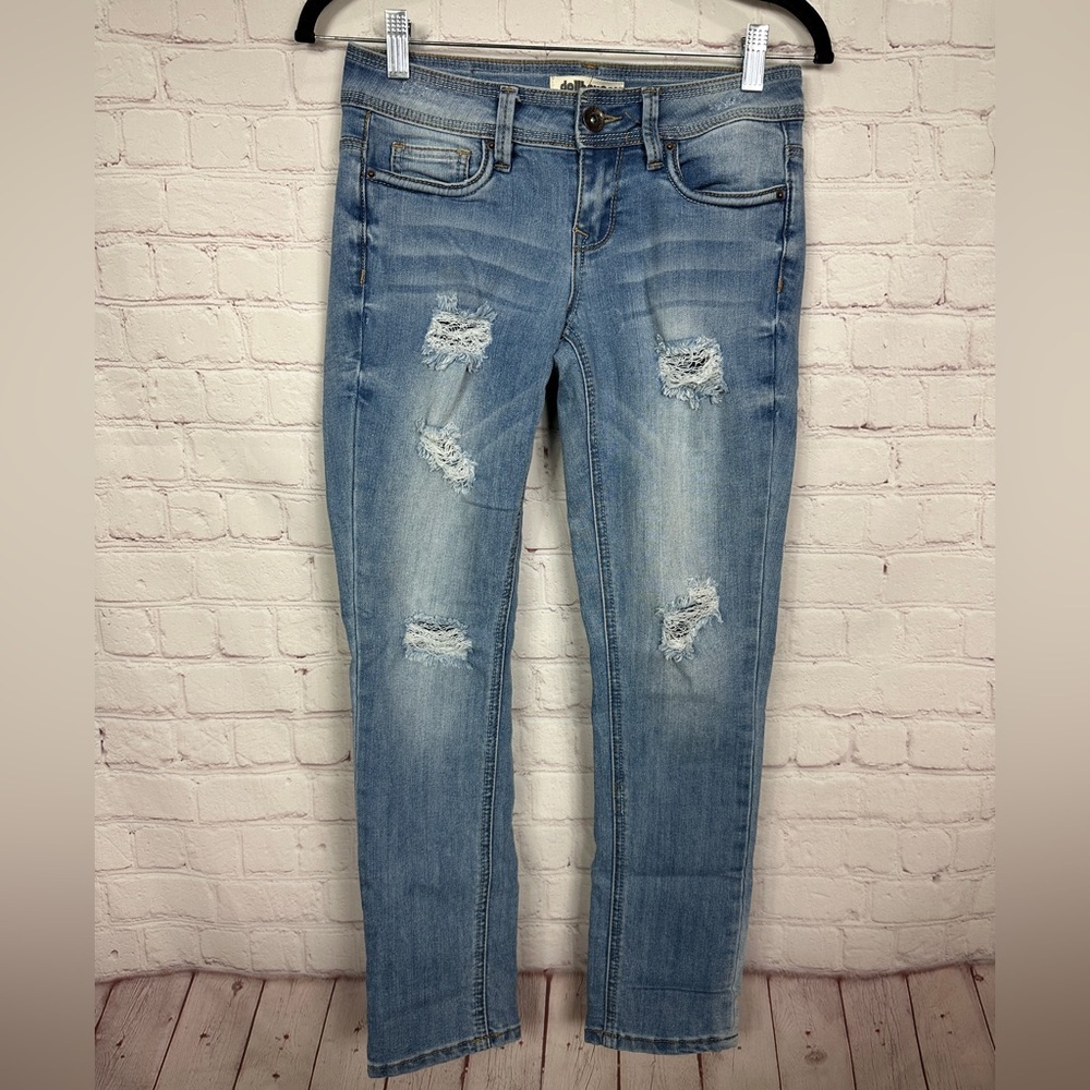 Dollhouse Women's Blue Skinny Distressed Cotton Blend Stretch Jeans Sz 3